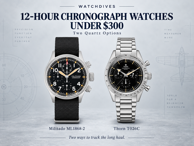 12-Hour Chronograph Watches Under $300: Two Quartz Options