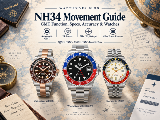 NH34 Movement Guide: GMT Function, Specs, Accuracy & Watches